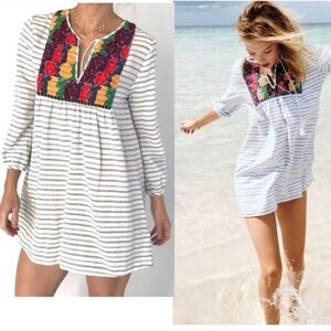 Striped Multicolor Embroidered tunic top or Dress